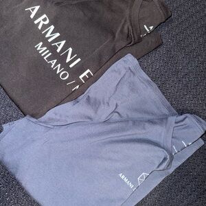Armani Exchange Black and Blue Mens T-Shirts